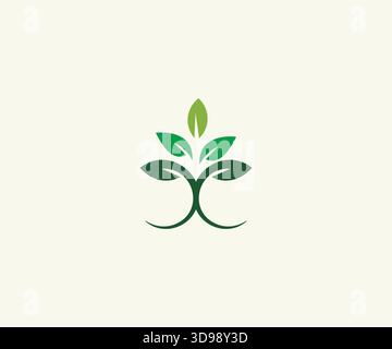 Organic Natural Leaf Logo Design Stock Vector