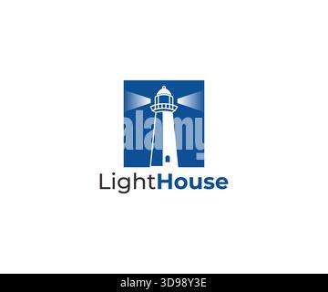 Classic Coastal Lighthouse Logo Design Stock Vector