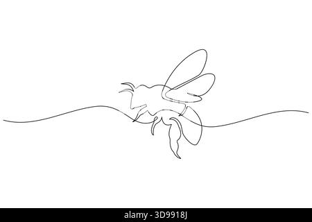 Bee continuous one line drawing in minimalist outline style Stock Vector