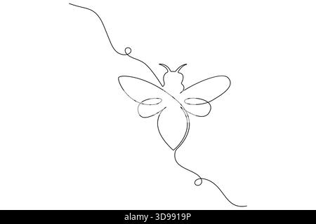 Bee continuous one line drawing in minimalist outline style Stock Vector