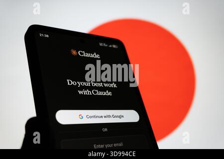 Claude interface with the japanese flag Stock Photo