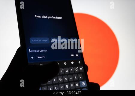 Microsoft Copilot interface with the japanese flag Stock Photo