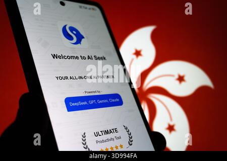 AI Seek and Hong Kong. Editorial photo has been captured: Baku, Azerbaijan. 29.11.2025. Stock Photo