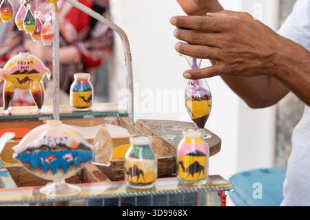 Multicolor sand for handmade souvenirs in sharm el sheikh egypt Stock Photo