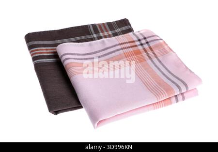 Different handkerchiefs isolated on white. Stylish accessory Stock Photo