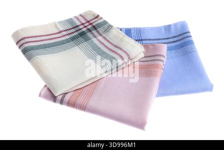 Different handkerchiefs isolated on white. Stylish accessory Stock Photo