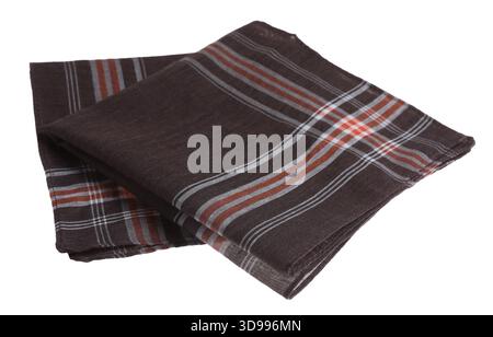 Folded handkerchiefs isolated on white. Stylish accessory Stock Photo
