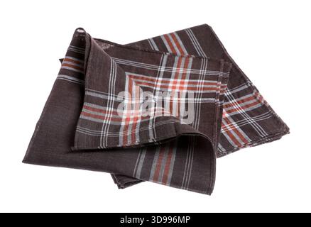 Folded handkerchiefs isolated on white. Stylish accessory Stock Photo
