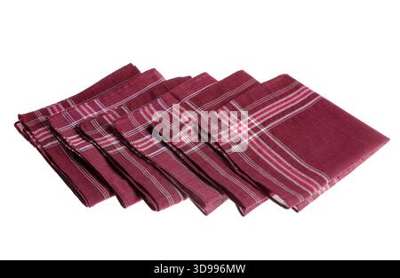 Folded handkerchiefs isolated on white. Stylish accessory Stock Photo