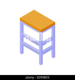 Isometric bar stool illustrated in vector on white background Stock Vector