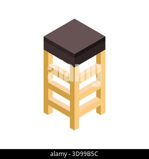 Isometric bar stool illustrated in vector on white background Stock Vector