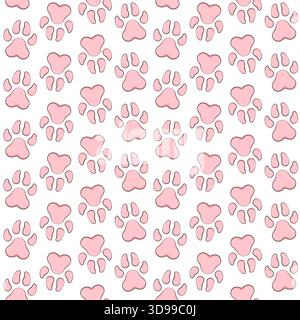 Seamless pattern with print animal paw. Colored vector background. Stock Vector