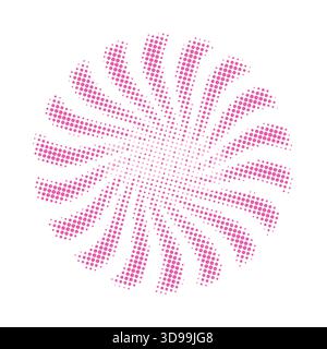 Circle line dot halo. Pink beam isolated on white background. Sunshine light ray. Comic pattern. Sun effect rays. Abstract concentration element Stock Vector