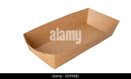 Eco-friendly brown paper tray for food packaging and serving solutions Stock Photo