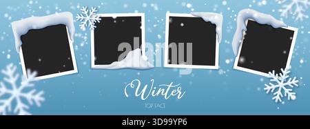 Winter Snow Photo Frame Banner Stock Vector