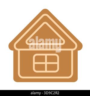 Simple gingerbread house. Isolated white background. Vector illustration. Stock Vector