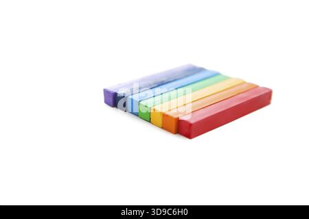 Multicolored artist', s pastels isolated on white background Stock Photo
