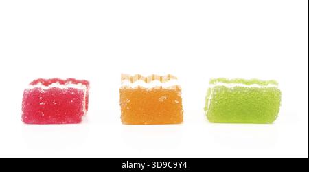 Three colorful marmelade isolated on white background Stock Photo