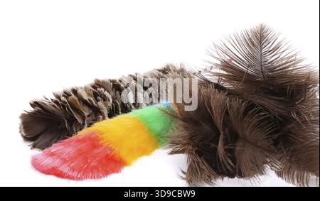 Three different dusters on a white background Stock Photo