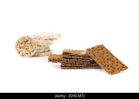 Composition of corn cracker and bread crisps Stock Photo