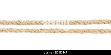 Two parallel ropes on white background with clipping path Stock Photo