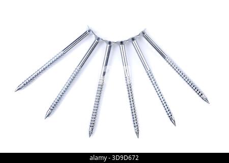 Six screws semicircle on a white background Stock Photo