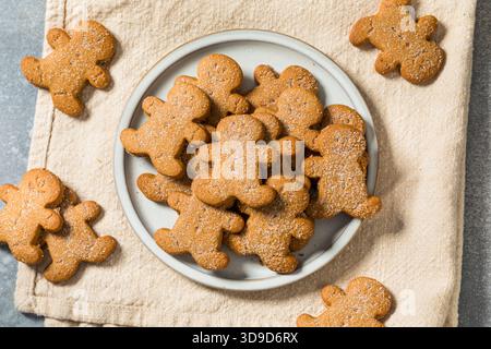 Festive Gingerbread Man Cookies for Christmas with Sugar Stock Photo