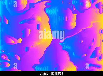 Abstract topographic background with vibrant yellow, pink, purple, and blue gradients forming layered shapes for modern creative design and digital Stock Vector