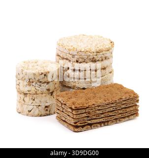 Composition of corn cracker and bread crisps Stock Photo