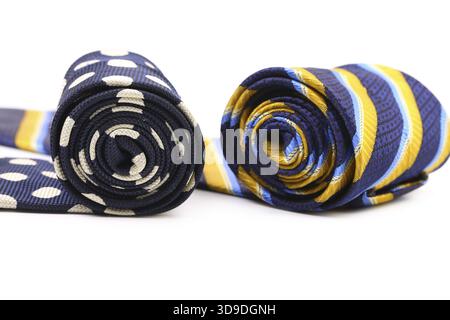 Bright rolled ties. Isolated on a white background Stock Photo