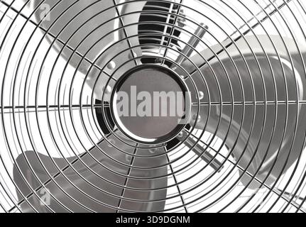 Electric fan in front of white background. Close up Stock Photo