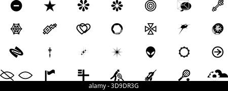 "Ornamental Dingbats and Decorative Symbols Mini Icons Set – Vintage Web Bullet Vector Pack" Stock Vector
