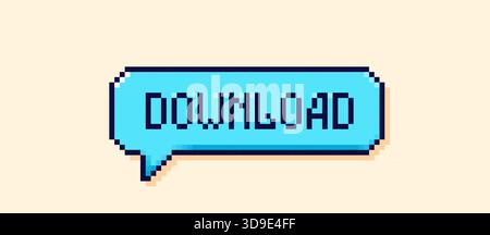 Pixel art user interface blue speech bubble Download. Stock Vector