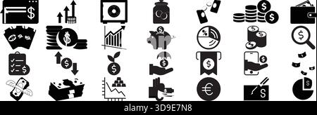"Finance Money Banking and Investment Glyph Icons Set – Business Financial Vector Pack" Stock Vector
