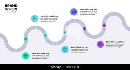 Infographic template with icons and 5 options or steps. Road. Can be used for workflow layout, diagram, banner, webdesign. Vector illustration Stock Vector