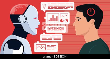 Effects of excessive AI tool usage: skill atrophy, reduction in critical thinking and creativity Stock Vector