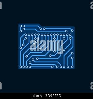 Printed circuit board shaped like a computer folder: file storage and organization concept, isolated Stock Vector