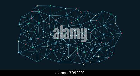 Network of connected dots isolated in space: science and technology concept Stock Vector