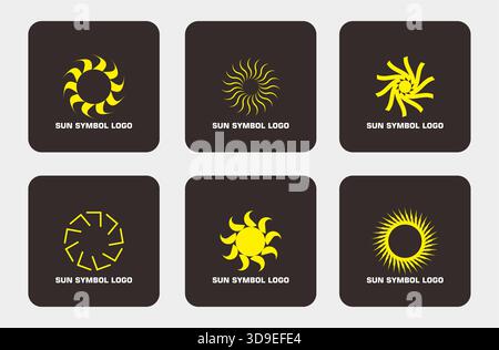 Minimalist Sunrise Logo – Rising Sun Symbol Vector Set Stock Vector