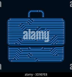 Printed circuit board shaped like a briefcase: business, finance and technology concept, isolated Stock Vector
