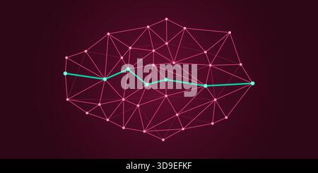 The shortest way to connect two points efficiently in a network, science and technology concept Stock Vector