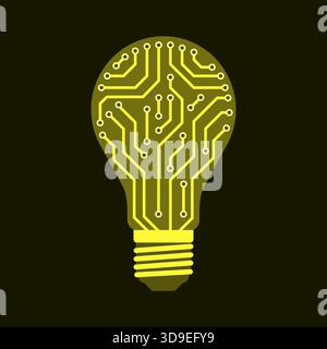 Printed circuit board shaped like a lightbulb: innovation, creativity and ideas concept, isolated Stock Vector