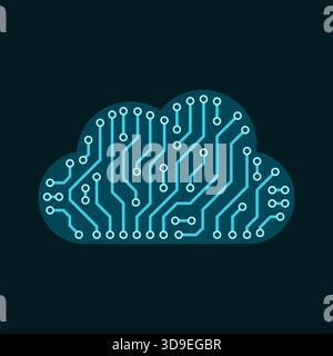 Printed circuit board shaped like a cloud: cloud computing, data and hosting concept, isolated Stock Vector