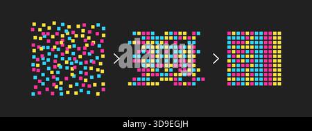 Big data processing, analytics and decisions, big data management and AI Stock Vector