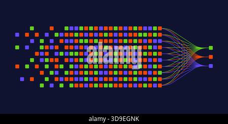 Big data analytics and AI, clustering, algorithms and machine learning abstract background Stock Vector