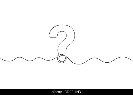 Question mark continuous one line drawing minimalist outline vector illustration Stock Vector