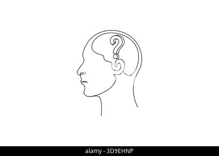 Abstract question mark continuous one line drawing isolated outline illustration Stock Vector