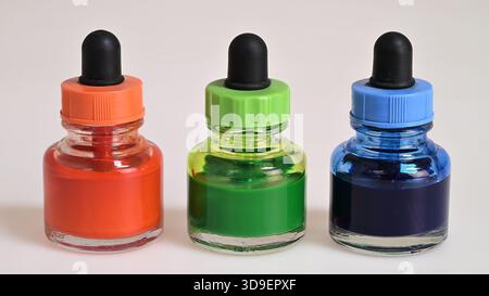 RGB watercolor paint pots. Color concept Stock Photo