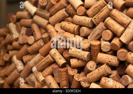 Large pile of wine bottle corks Stock Photo