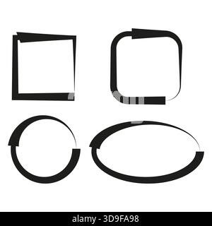 Loop arrow frames. Geometric line shapes. Cycle flow Vector. Square round symbol set. EPS 10. Stock Vector